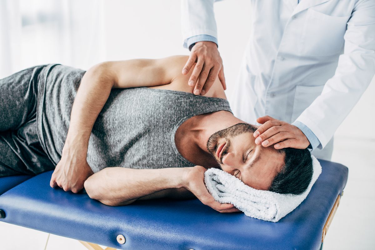 A patient during a chiropractic session